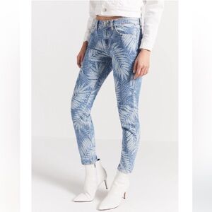 NWT Current/Elliott The Stiletto Mid-Rise Straight Cropped Jeans Leaf Print 27